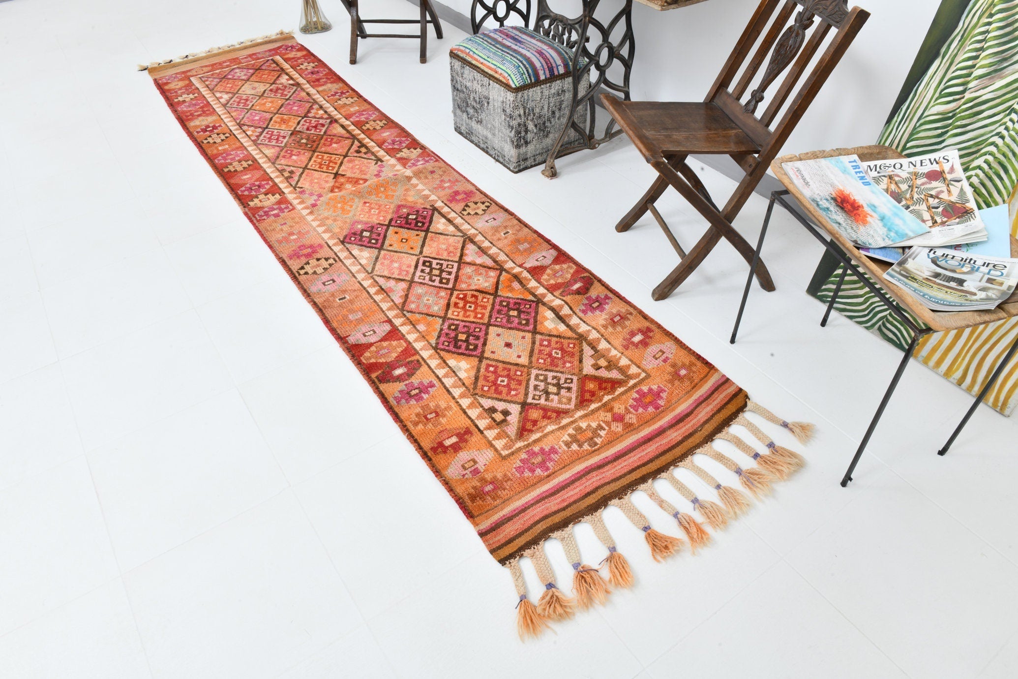 Vintage Herki Runner Rug 2'7" x 11'2" ft