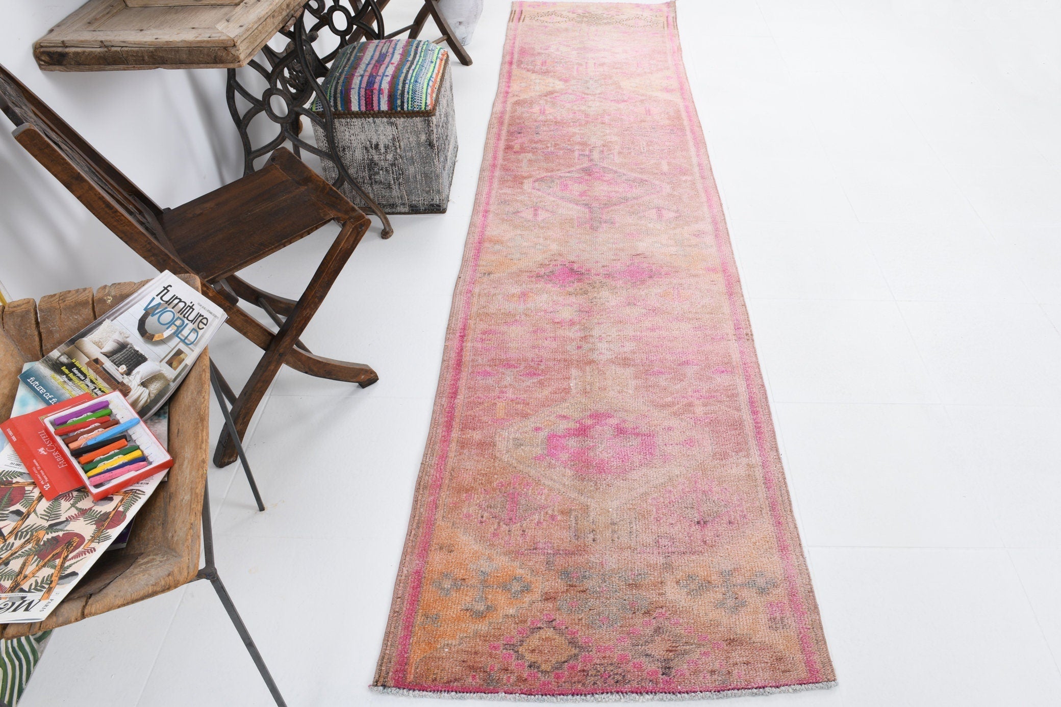Vintage Herki Runner Rug 2'7" x 11'9" ft