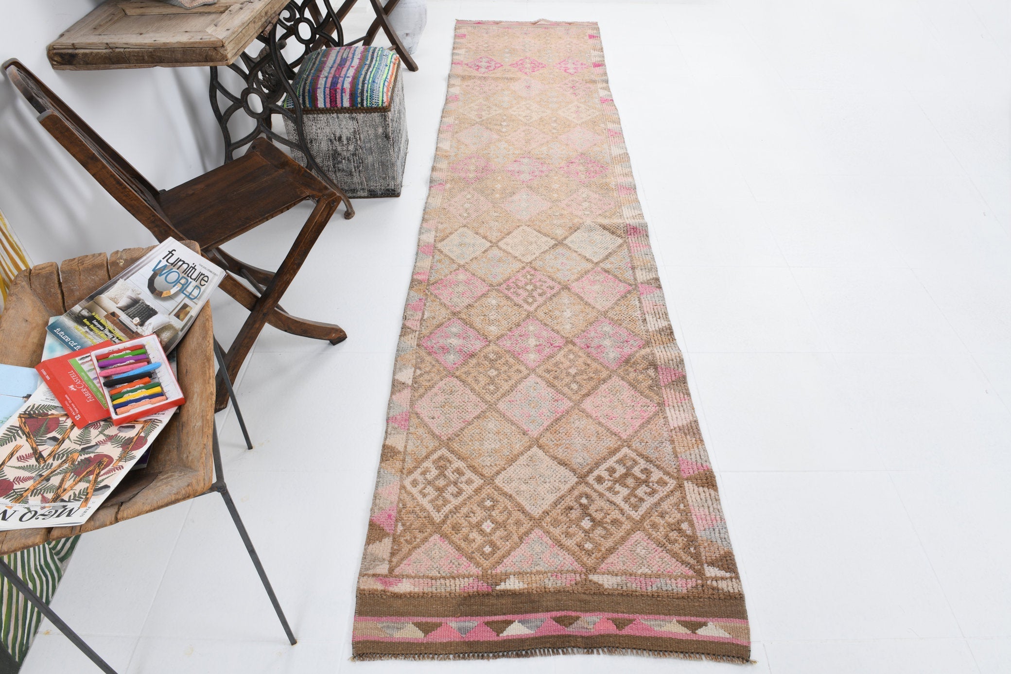 Vintage Herki Runner Rug 2'7" x 11'9" ft