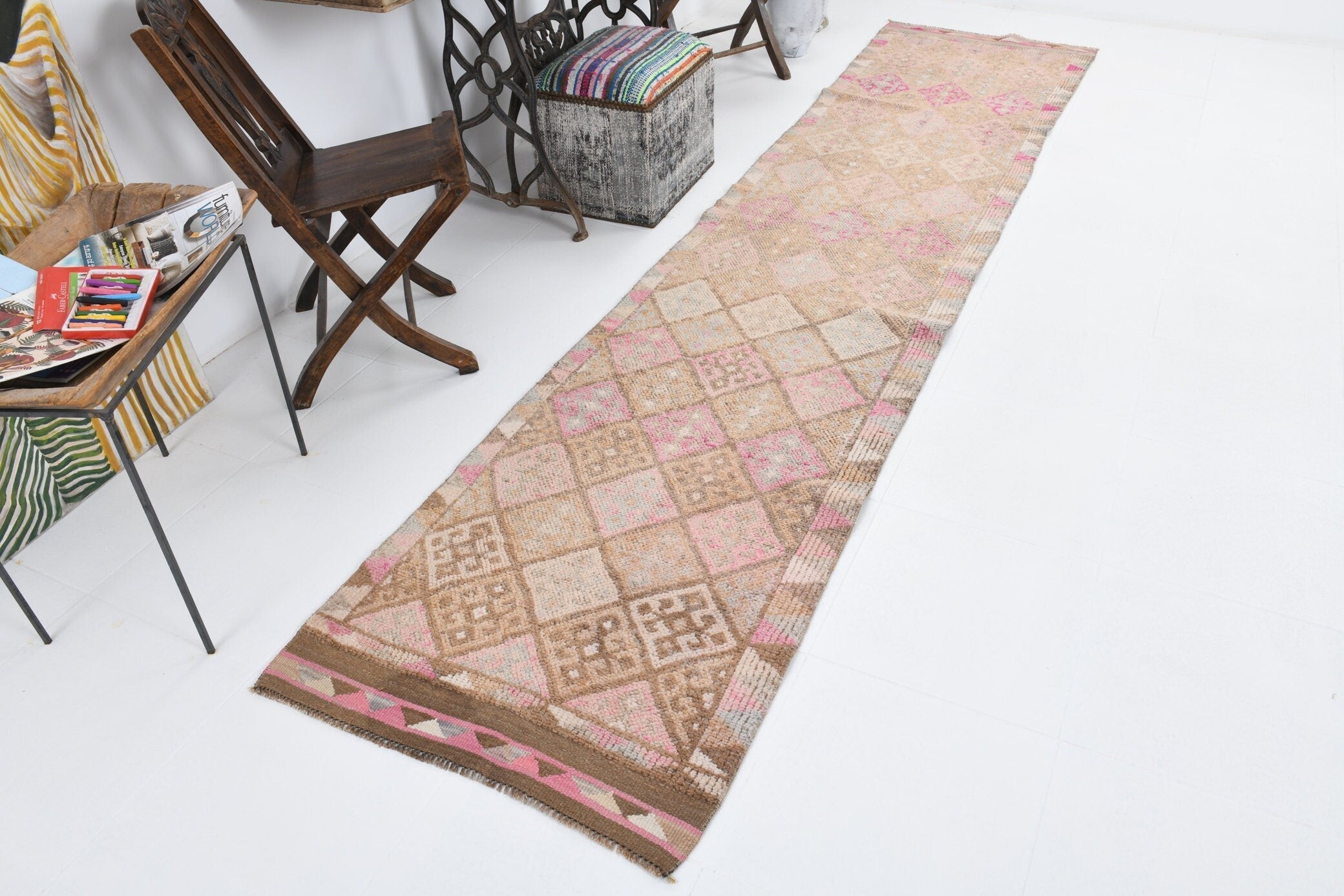 Vintage Herki Runner Rug 2'7" x 11'9" ft