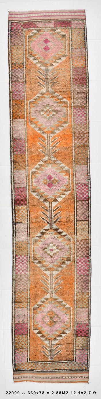 Vintage Herki Runner Rug 2'7" x 12'1" ft