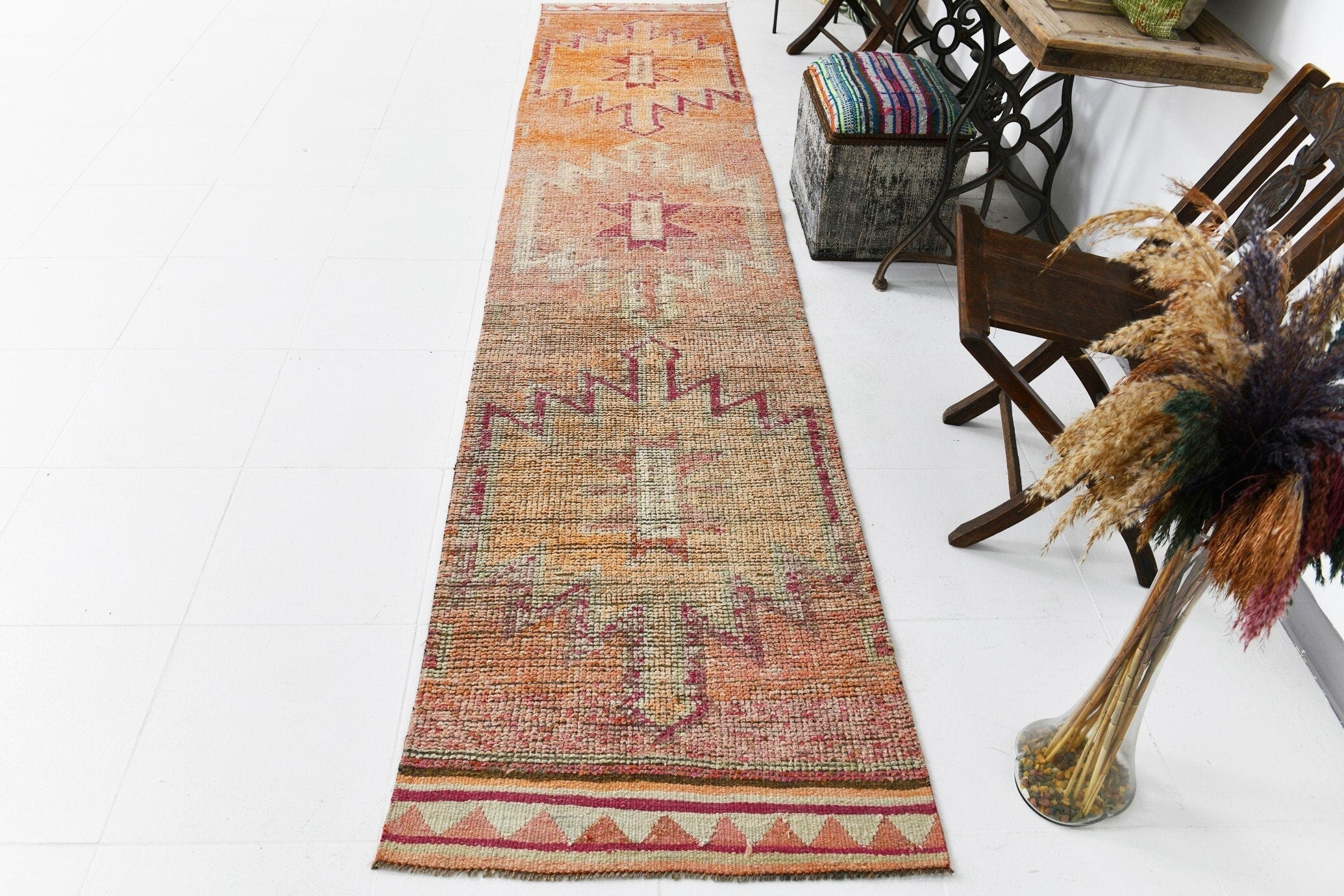 Vintage Herki Runner Rug 2’7’’ x 12’2’’ ft