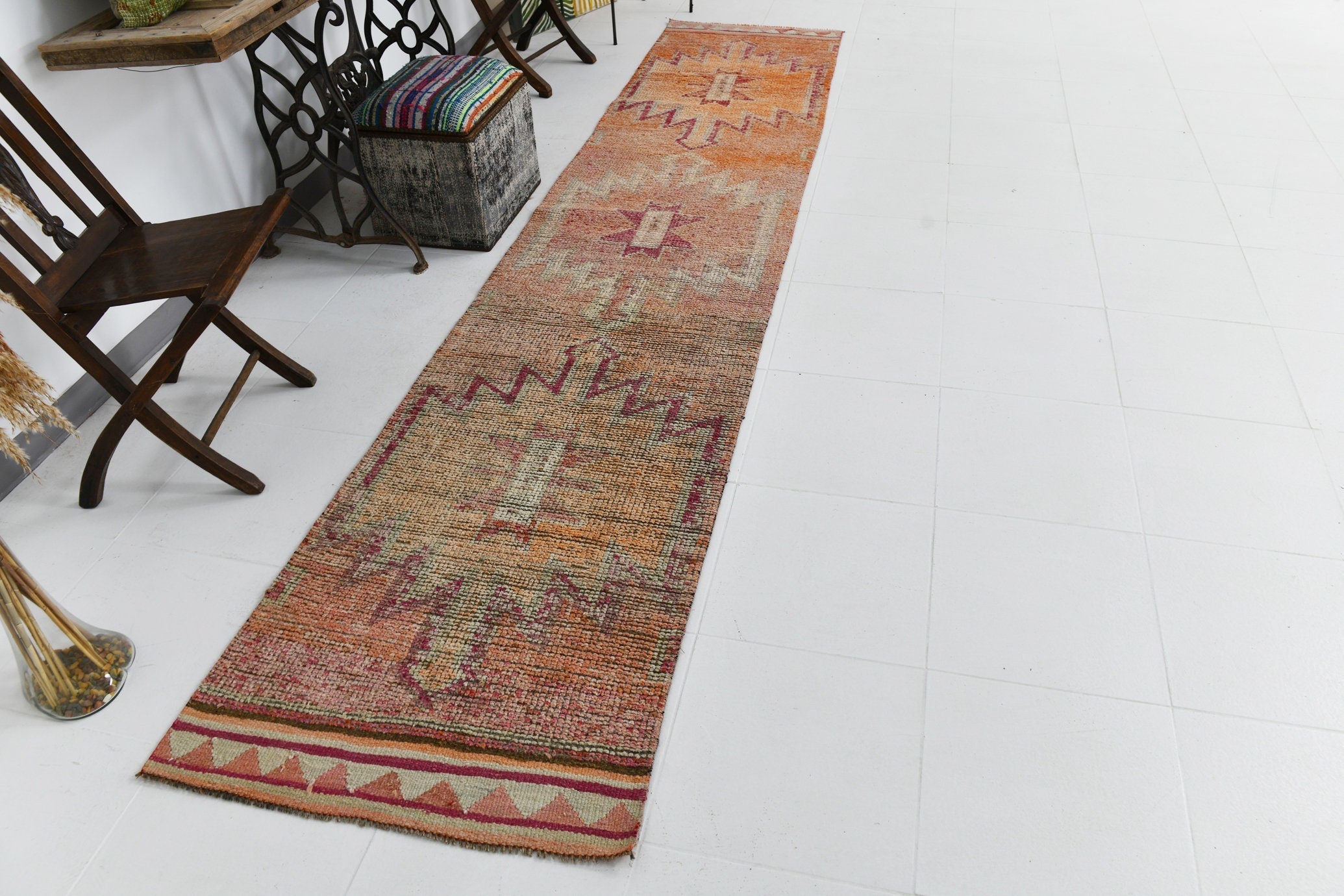 Vintage Herki Runner Rug 2’7’’ x 12’2’’ ft
