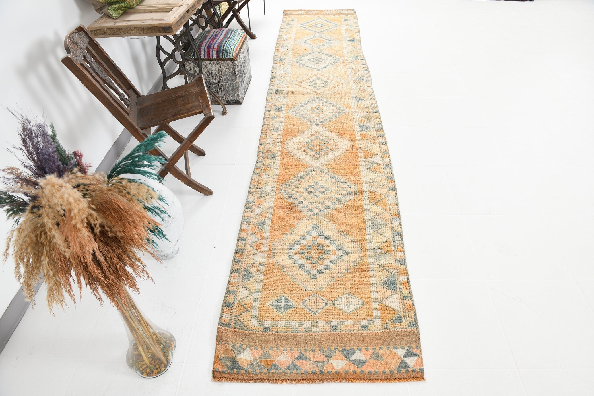 Vintage Herki Runner Rug 2’7’’ x 13’5’’ ft