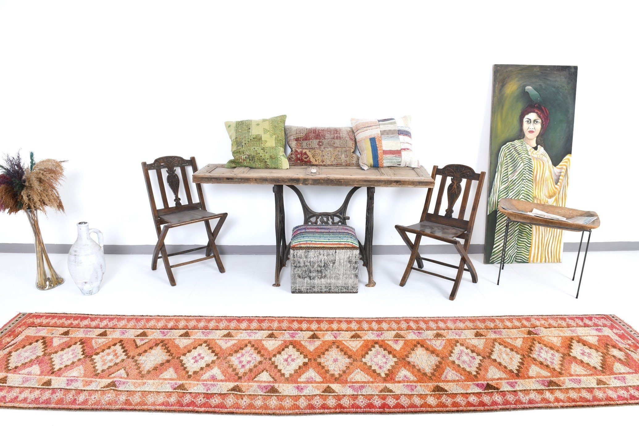 Vintage Herki Runner Rug 2'8" x 12'6" ft