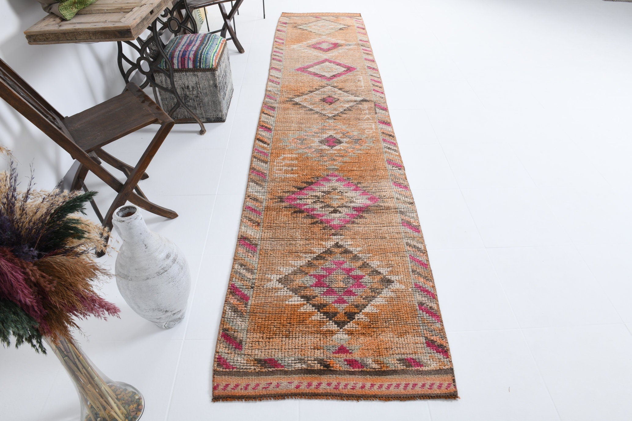 Vintage Herki Runner Rug 2’8’’ x 12’6’’ ft