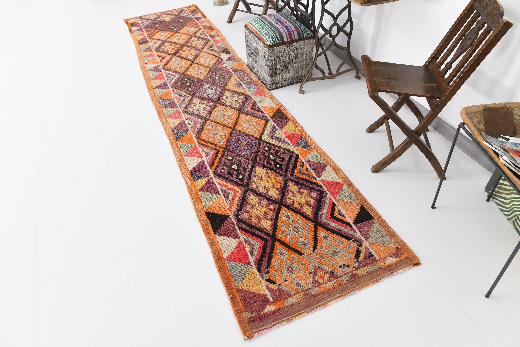 Vintage Herki Runner Rug 2’8’’ x 12’9’’ ft