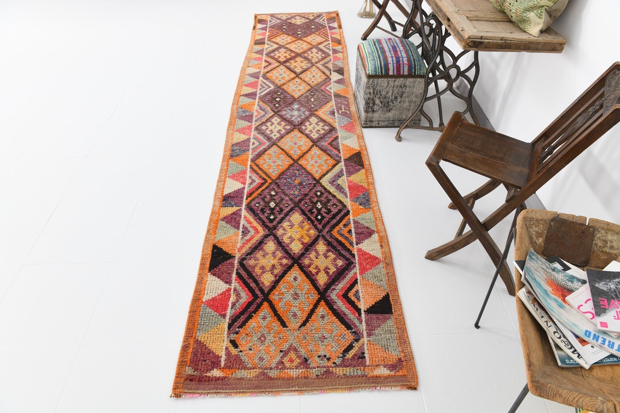 Vintage Herki Runner Rug 2’8’’ x 12’9’’ ft