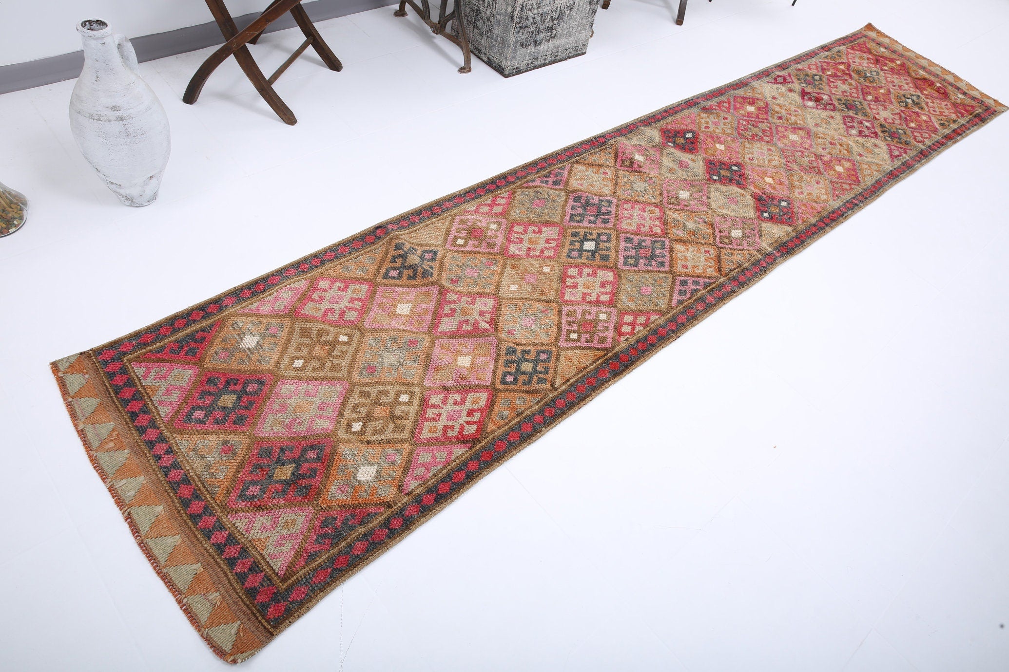 Vintage Herki Runner Rug 2’8’’ x 13’2’’ ft