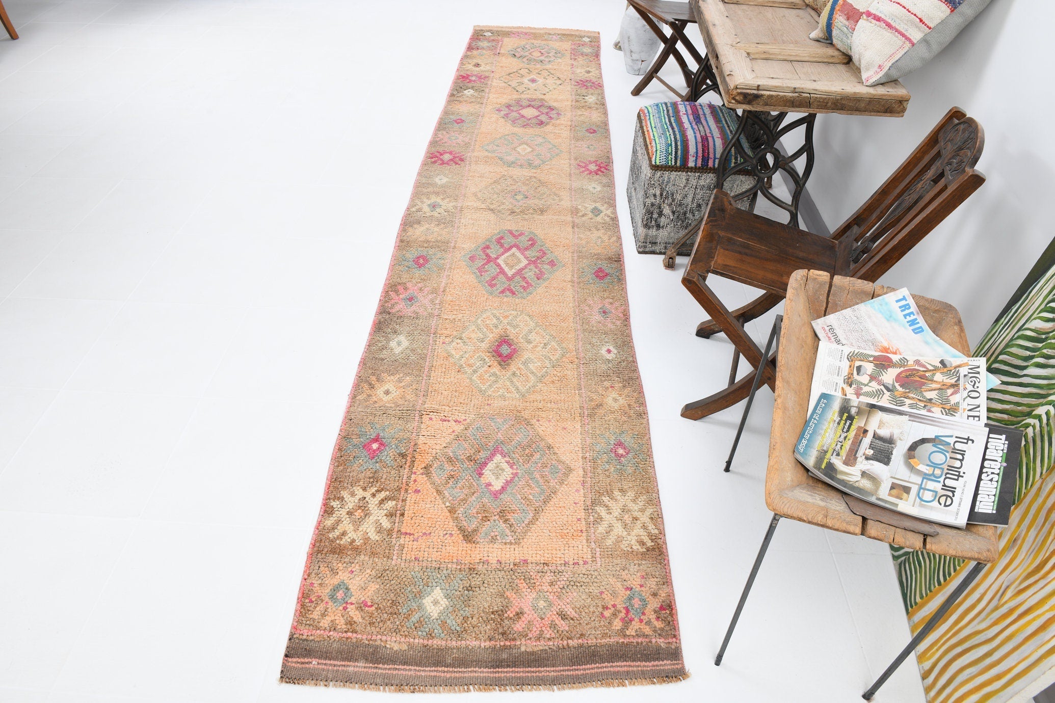Vintage Herki Runner Rug 2’8’’ x 13’5’’ ft