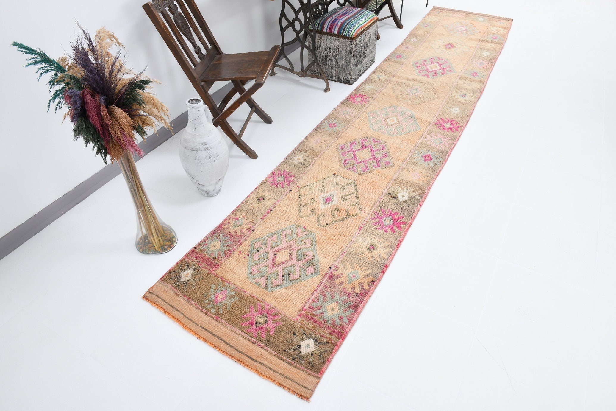 Vintage Herki Runner Rug 2’8’’ x 13’5’’ ft