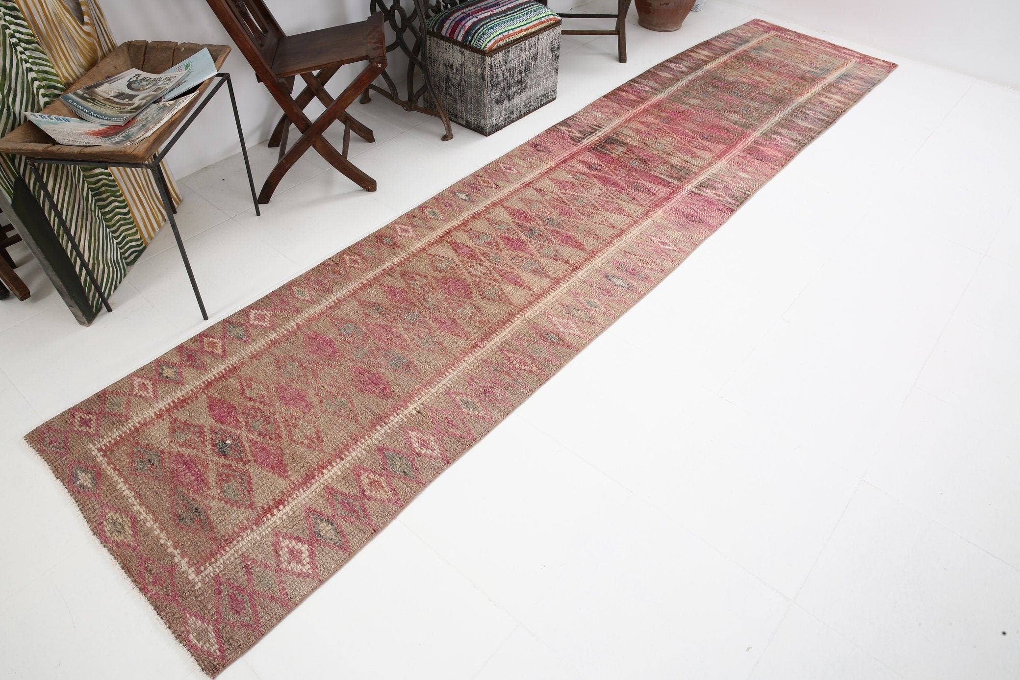 Vintage Herki Runner Rug 2'9" x 12'11" ft