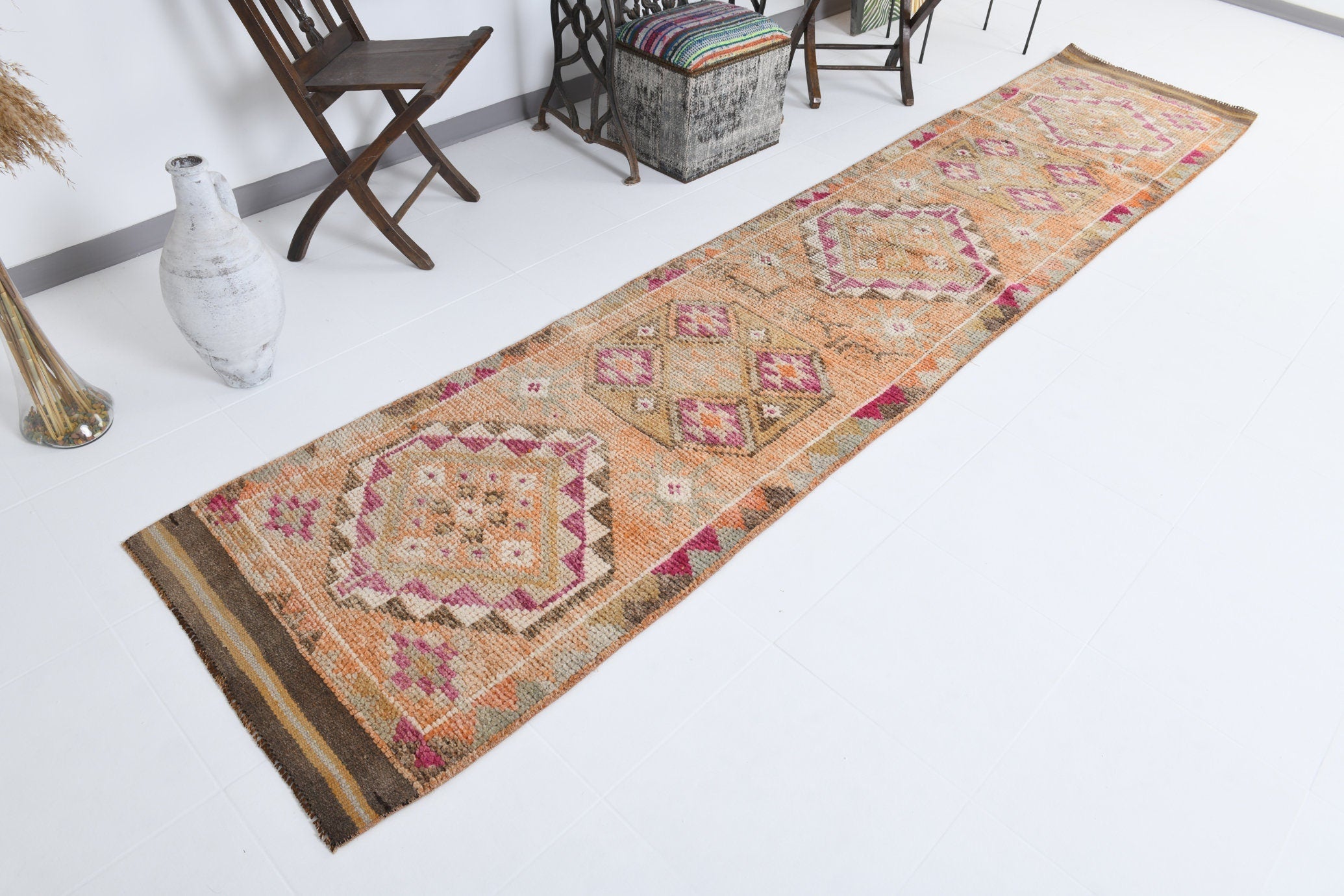 Vintage Herki Runner Rug 2’9’’ x 12’11’’ ft