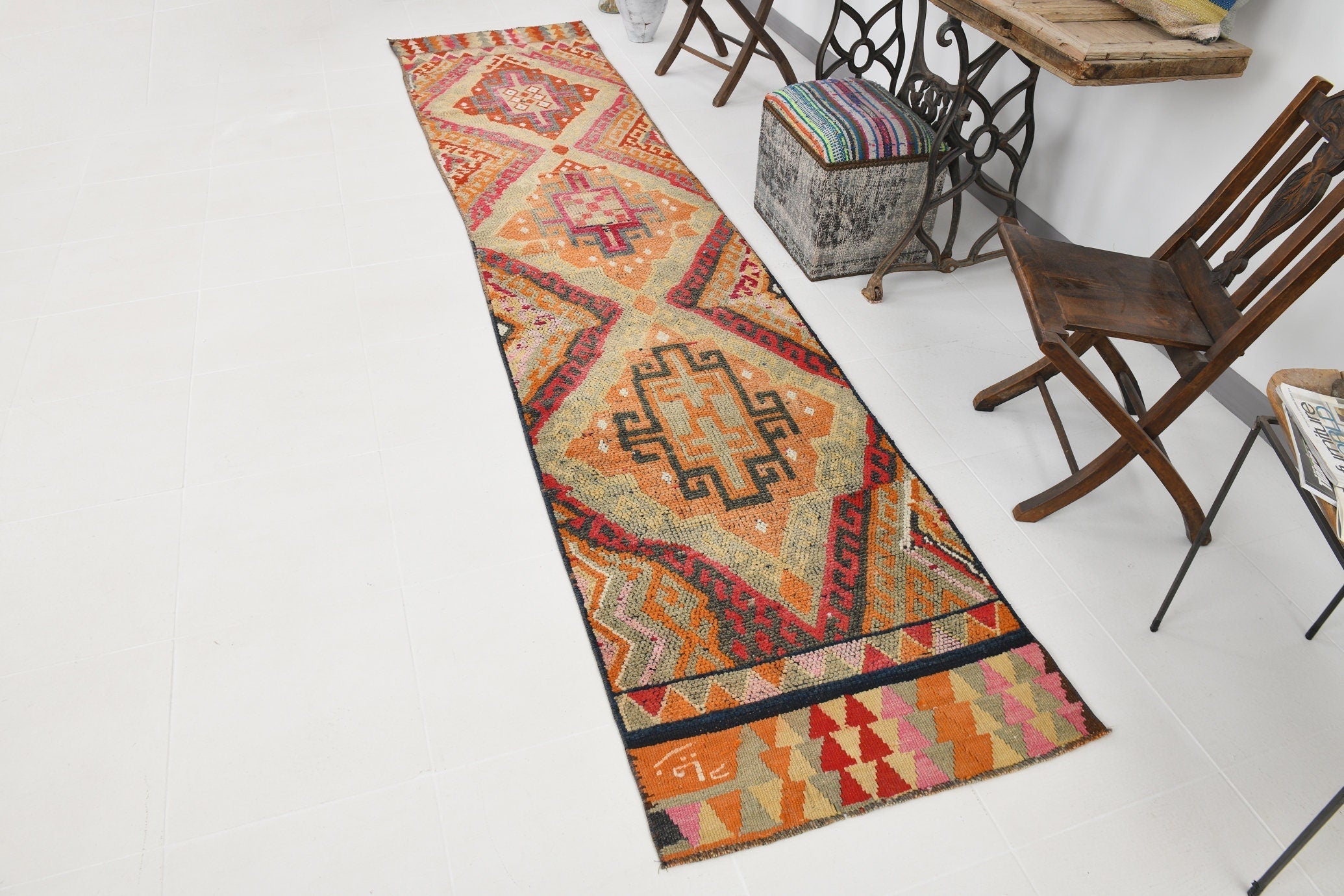 Vintage Herki Runner Rug 2’9’’ x 12’4’’ ft