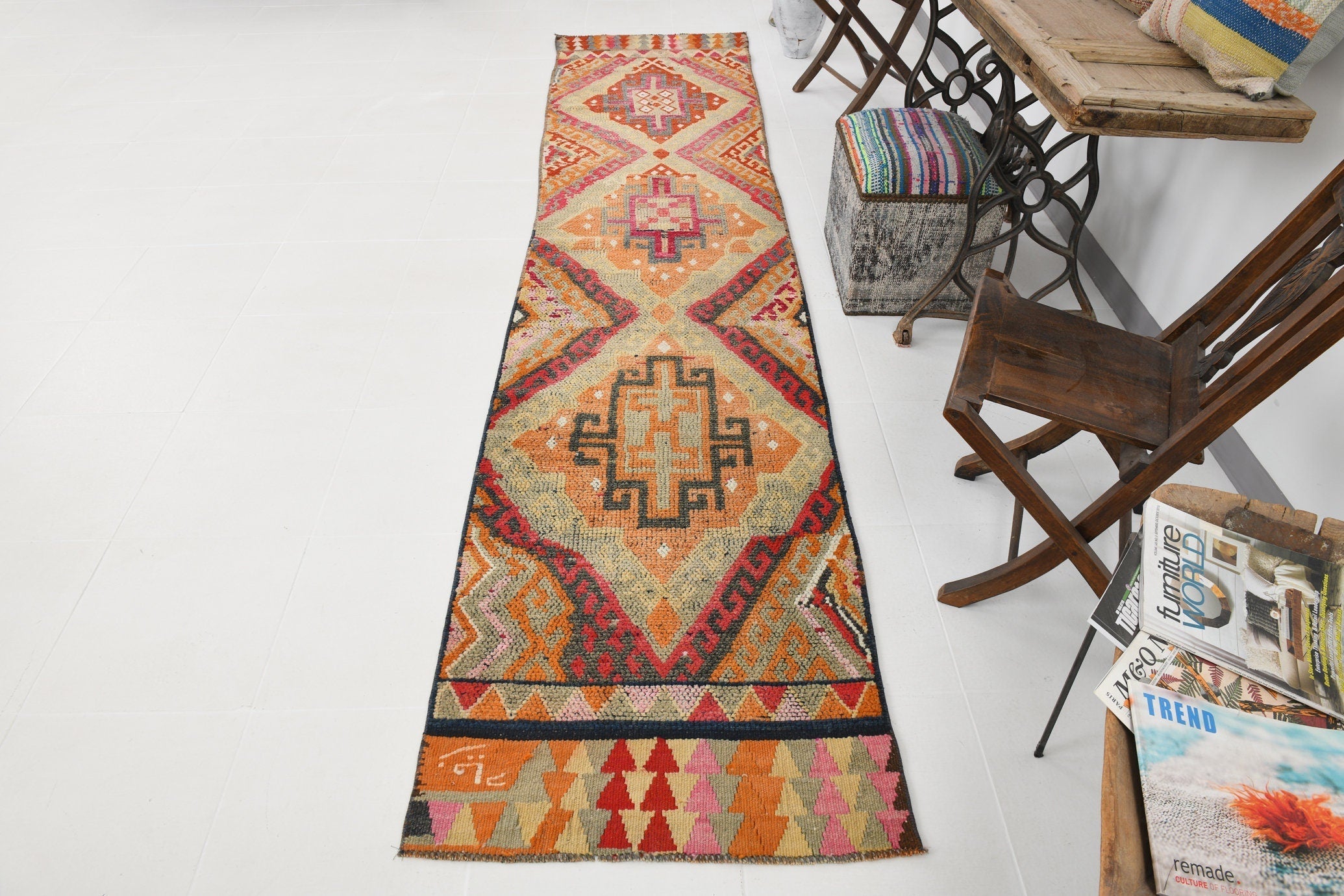 Vintage Herki Runner Rug 2’9’’ x 12’4’’ ft