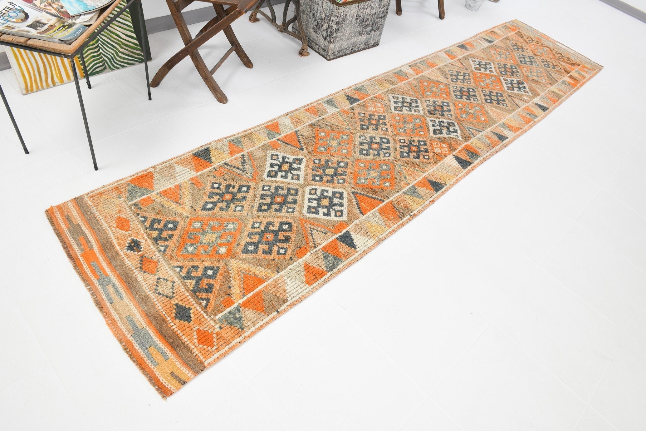 Vintage Herki Runner Rug 2’9’’ x 12’6’’ ft