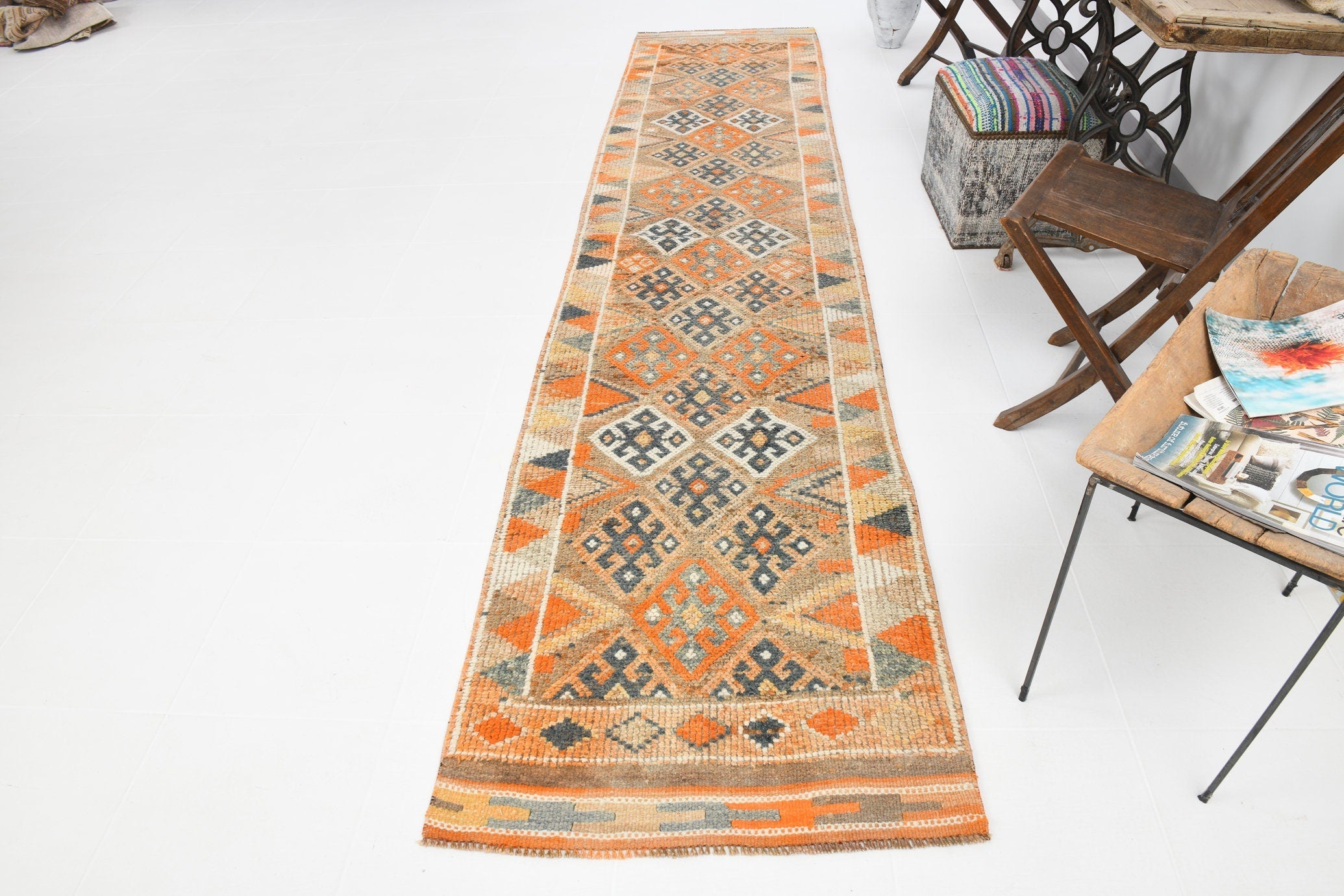 Vintage Herki Runner Rug 2’9’’ x 12’6’’ ft