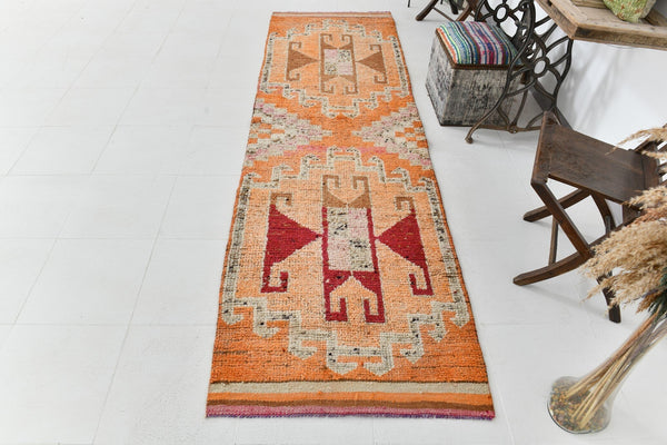 Vintage Herki Runner Rug 3'0" x 10'2" ft