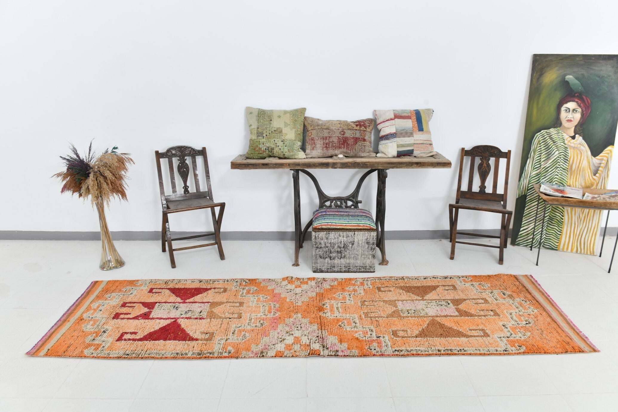 Vintage Herki Runner Rug 3'0" x 10'2" ft