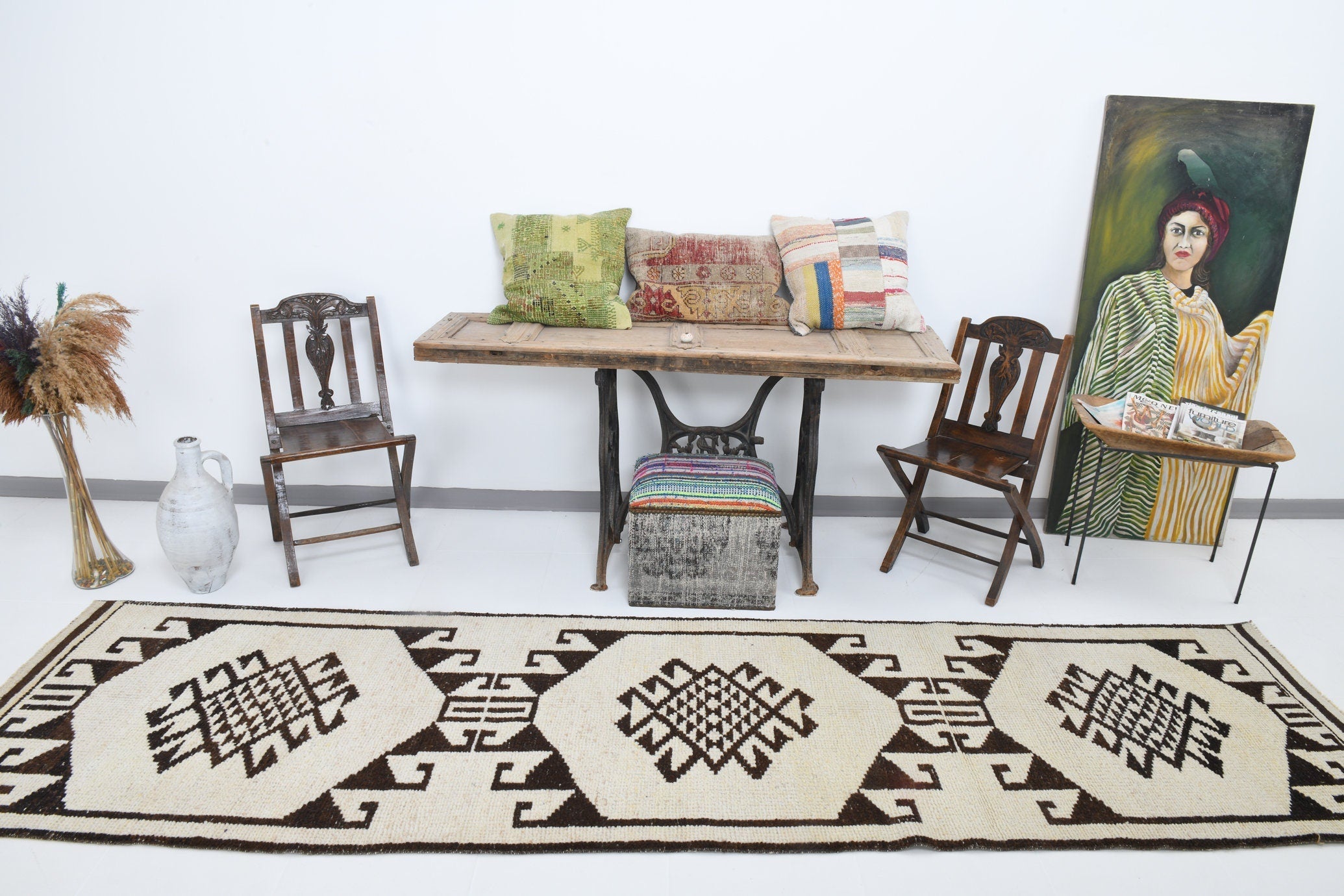 Vintage Herki Runner Rug 3’0’’ x 11’11’’ ft