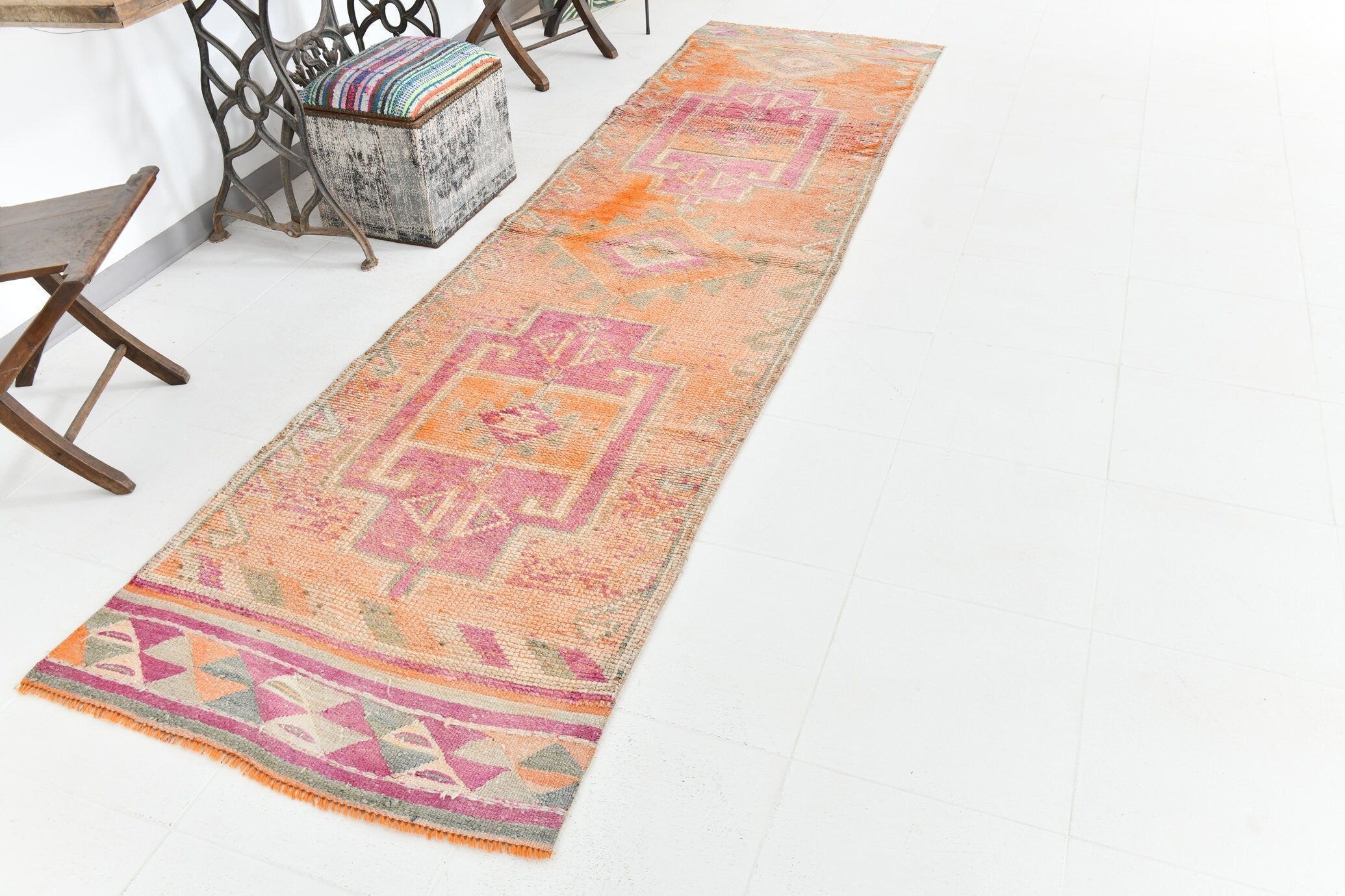 Vintage Herki Runner Rug 3’0’’ x 11’3’’ ft
