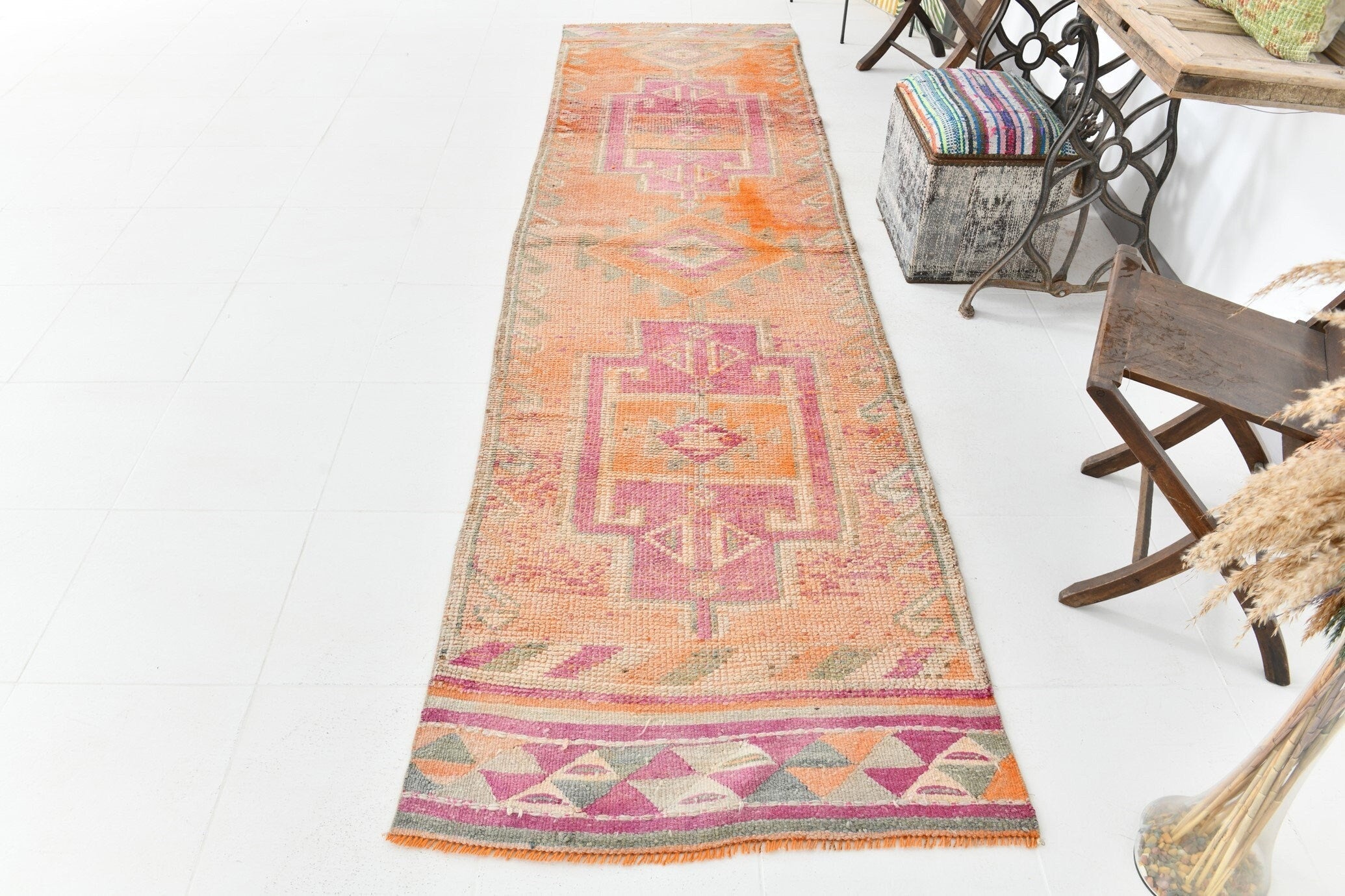 Vintage Herki Runner Rug 3’0’’ x 11’3’’ ft
