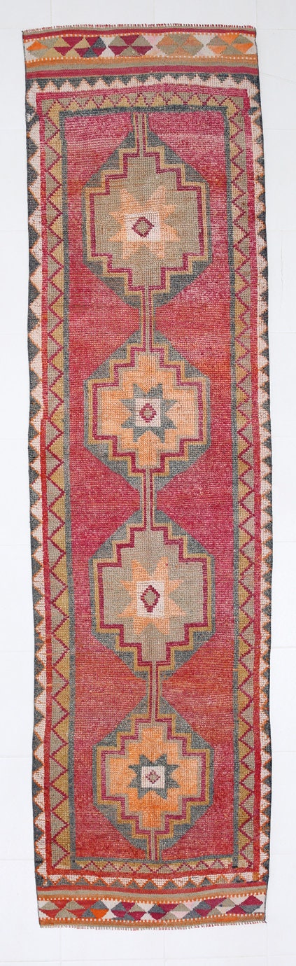 Vintage Herki Runner Rug 3'0" x 11'5" ft
