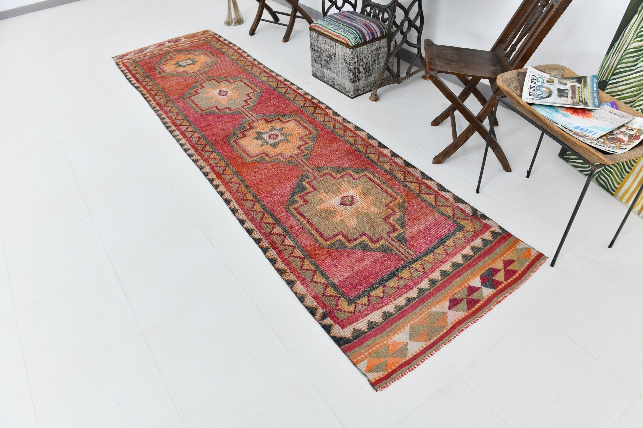 Vintage Herki Runner Rug 3'0" x 11'5" ft
