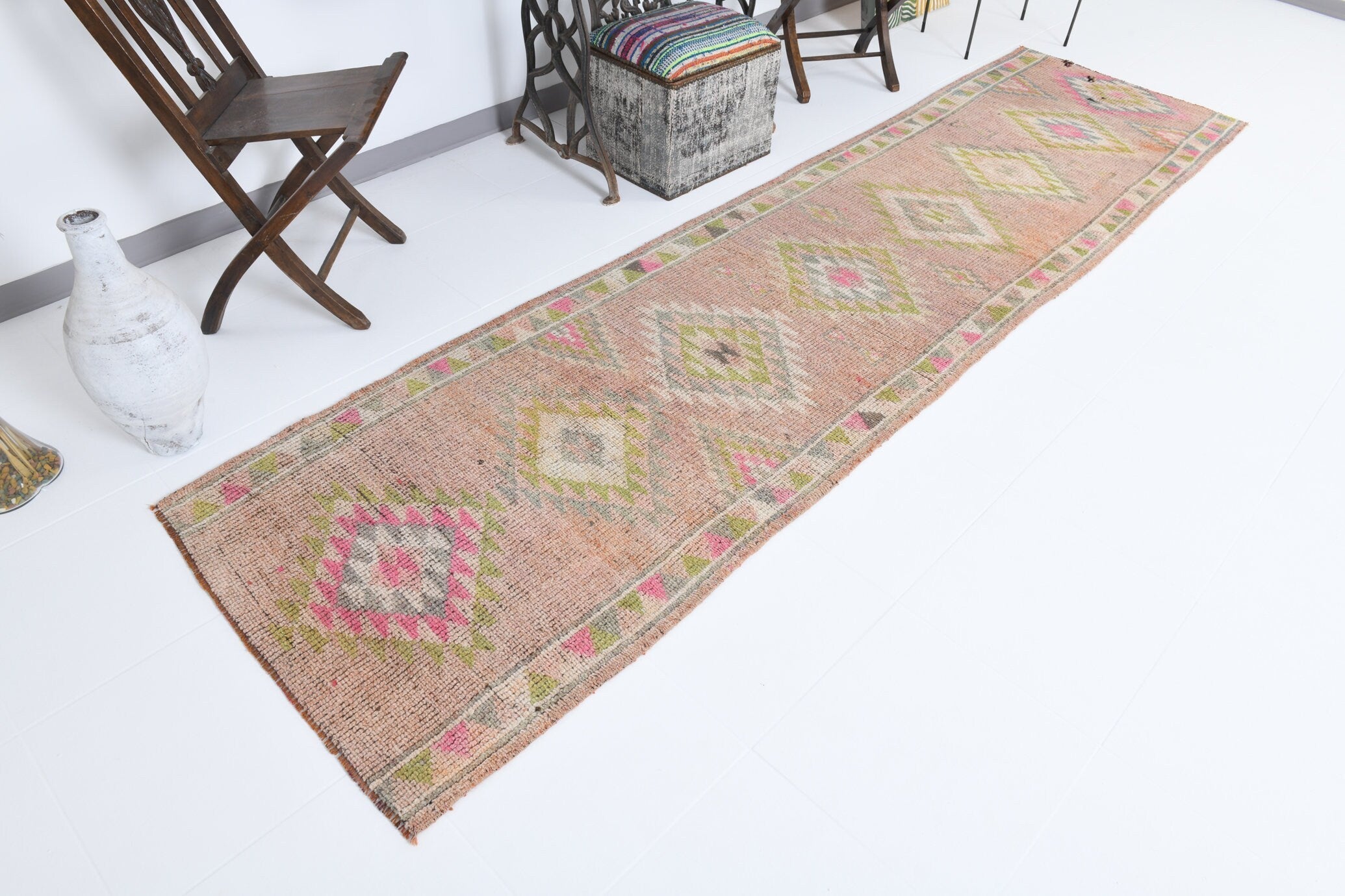 Vintage Herki Runner Rug 3'0" x 11'8" ft