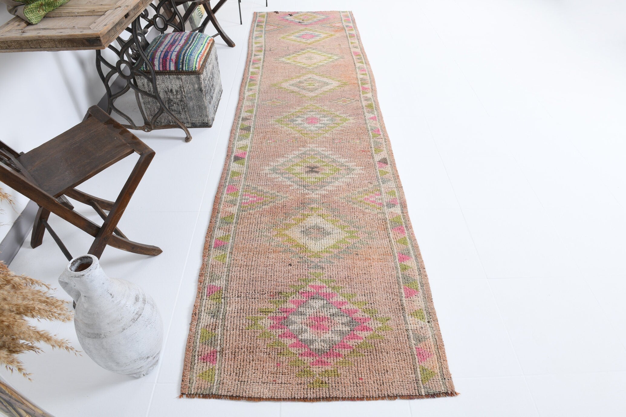 Vintage Herki Runner Rug 3'0" x 11'8" ft