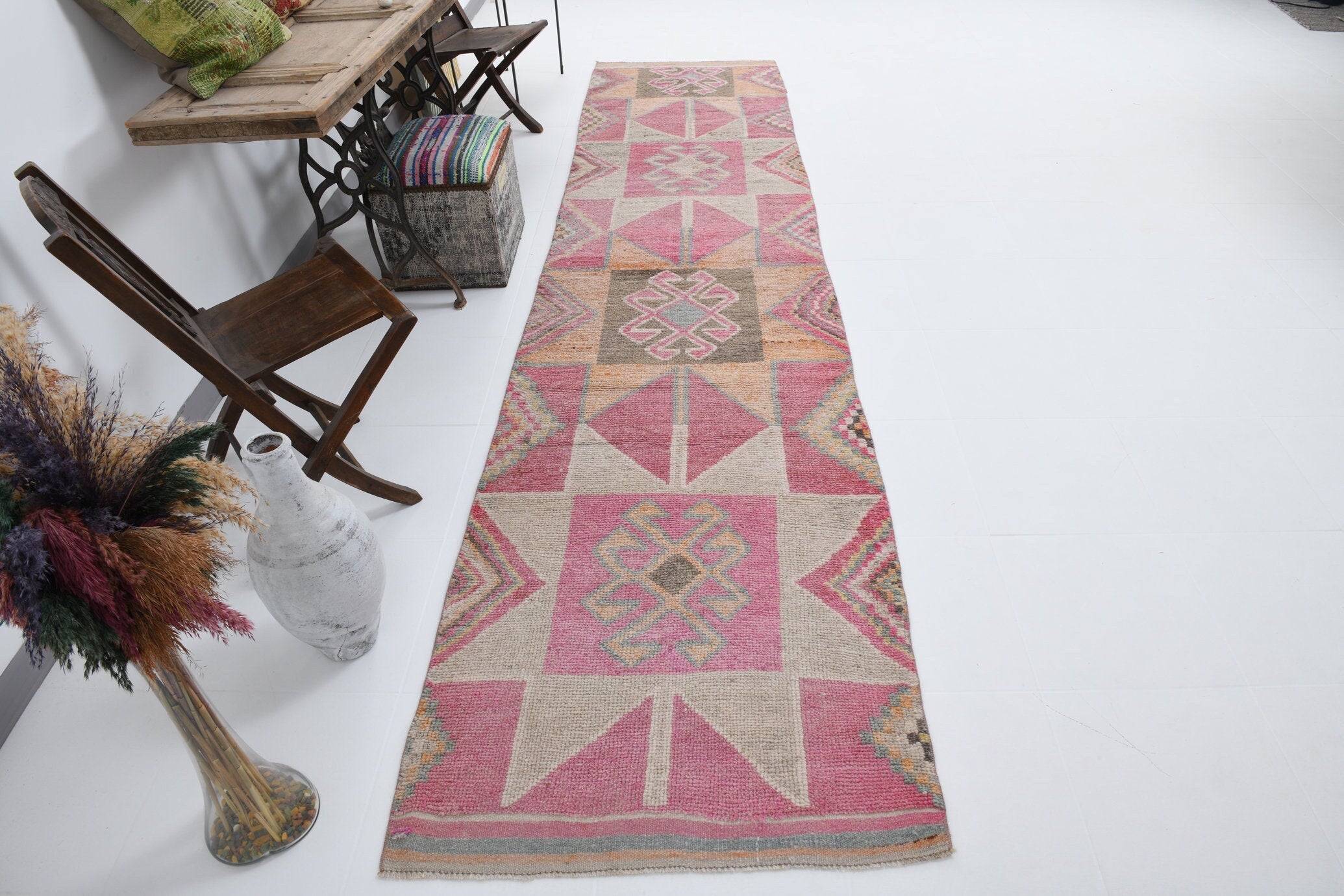 Vintage Herki Runner Rug 3’1’’ x 12’12’’ ft