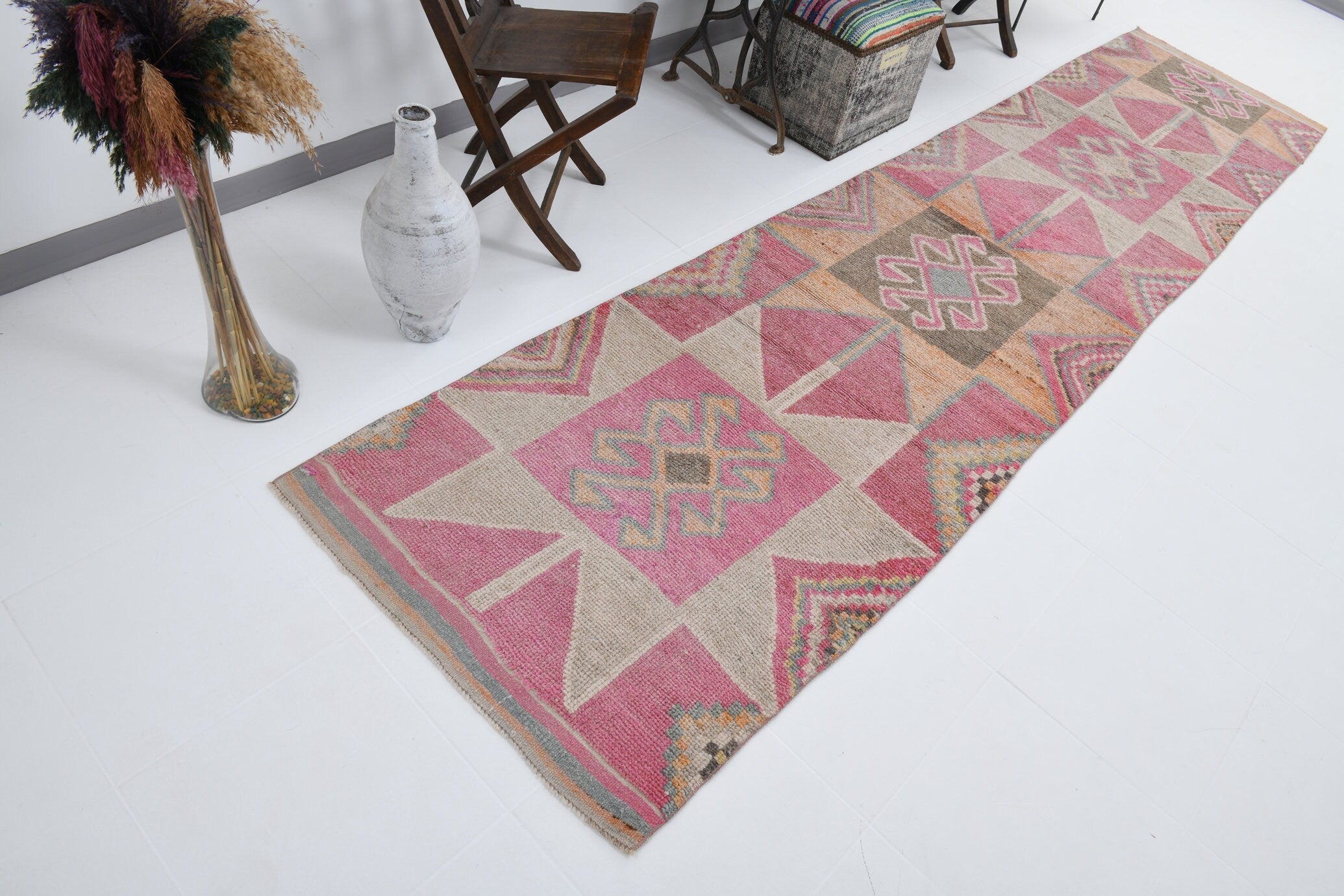 Vintage Herki Runner Rug 3’1’’ x 12’12’’ ft
