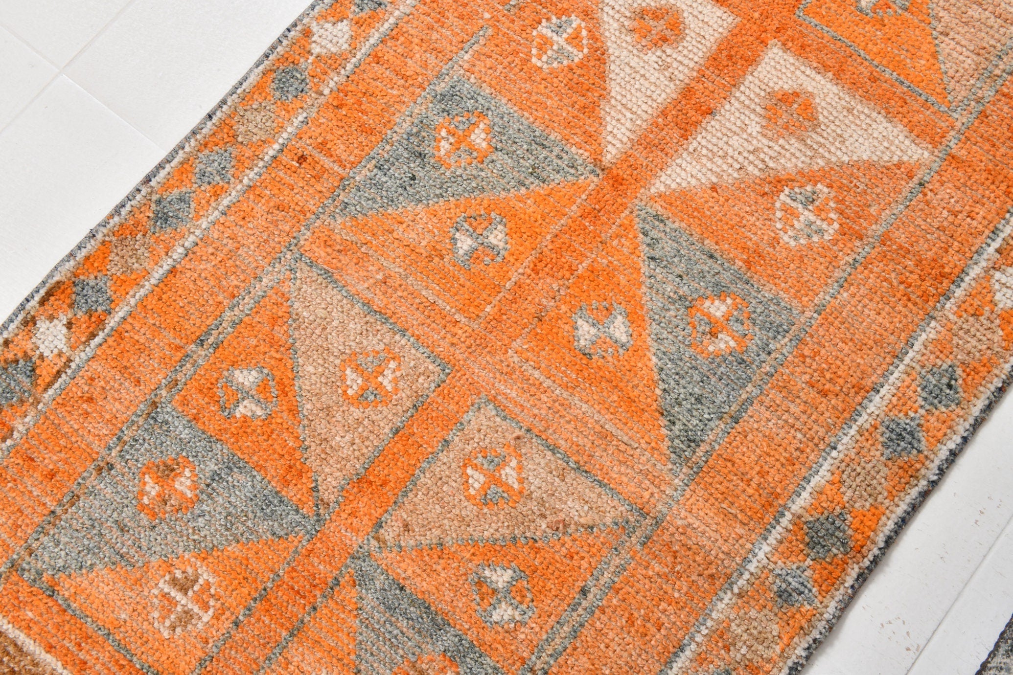 Vintage Herki Runner Rug 3'1" x 12'2" ft