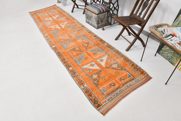 Vintage Herki Runner Rug 3'1" x 12'2" ft
