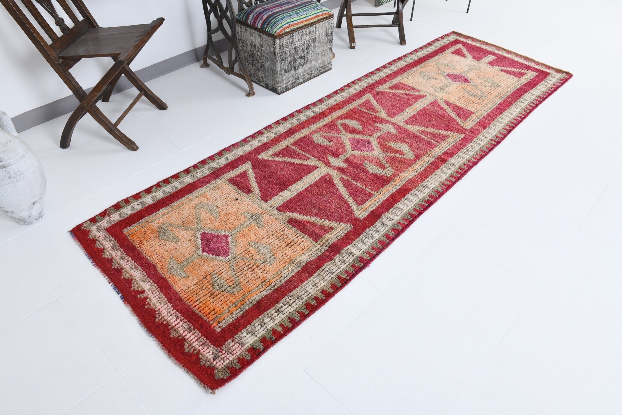 Vintage Herki Runner Rug 3’1’’ x 9’5’’ ft