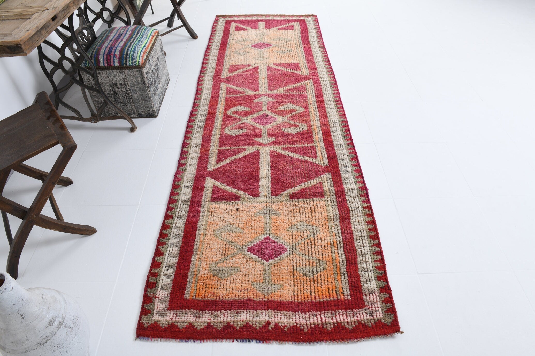 Vintage Herki Runner Rug 3’1’’ x 9’5’’ ft