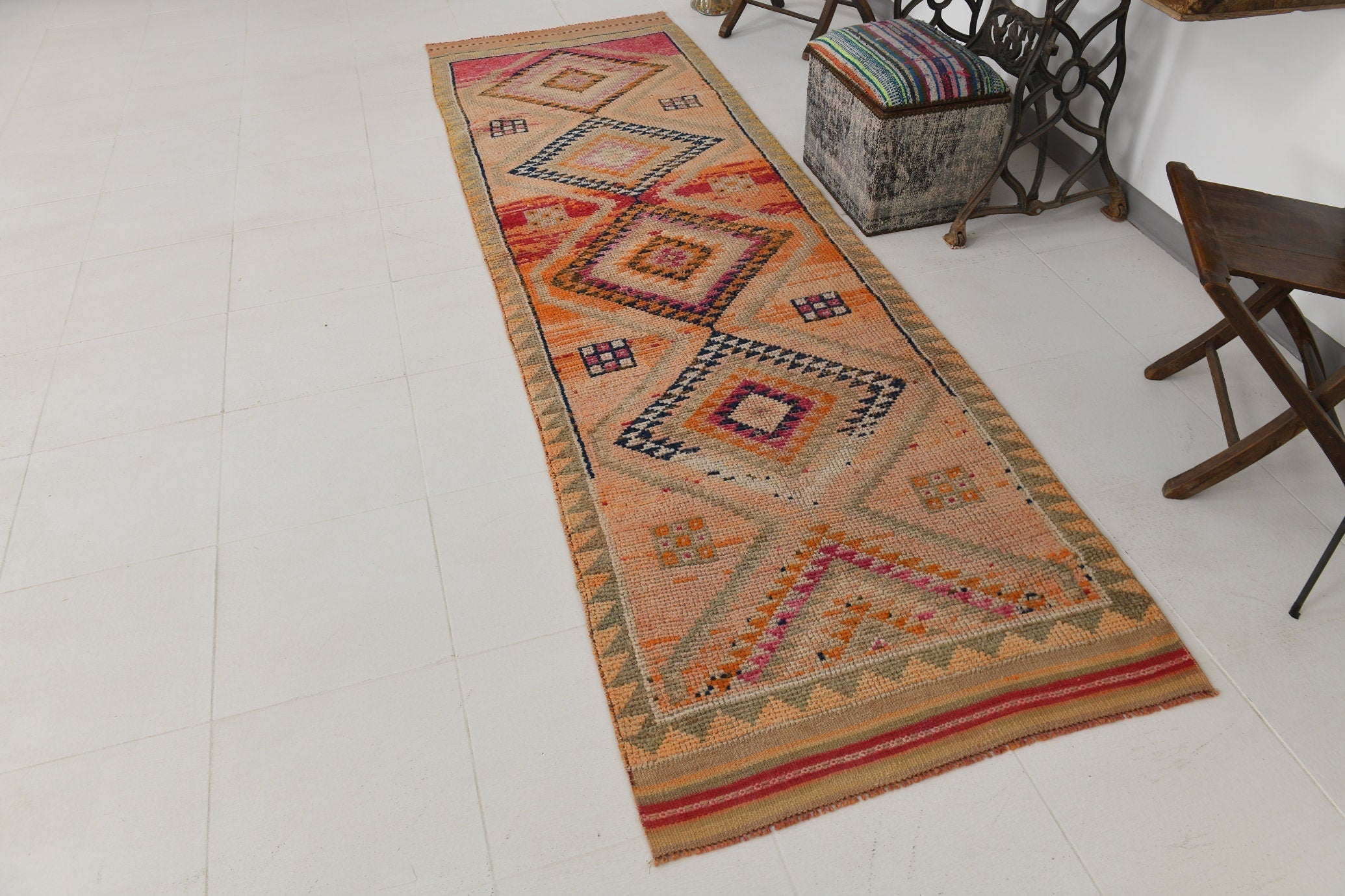 Vintage Herki Runner Rug 3’2’’ x 10’8’’ ft
