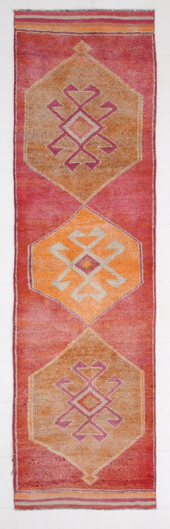 Vintage Herki Runner Rug 3'2" x 11'6" ft