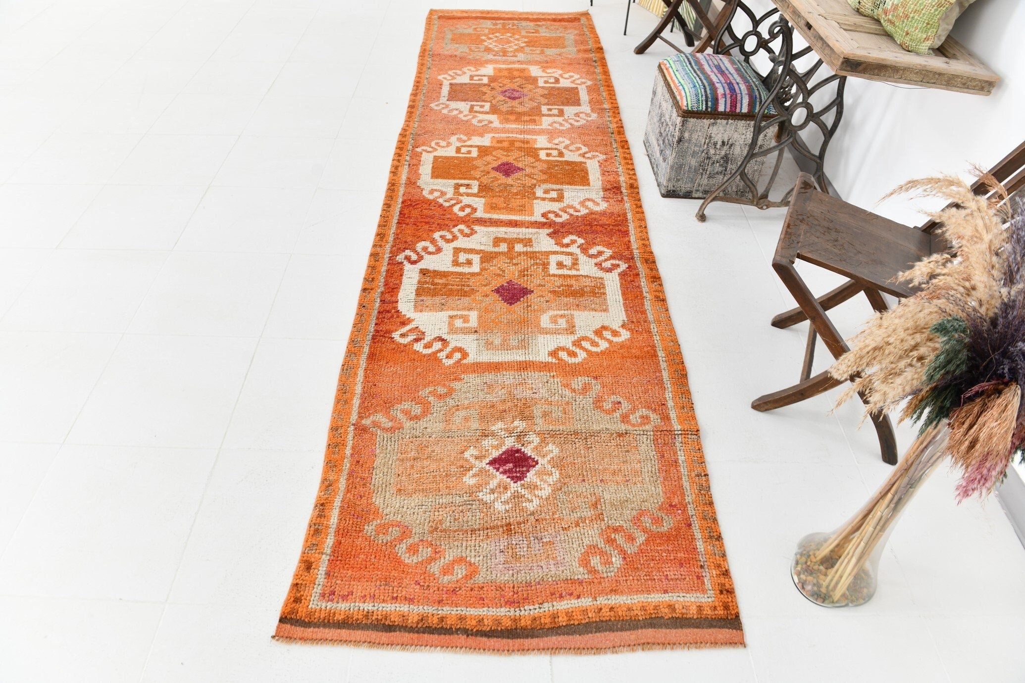 Vintage Herki Runner Rug 3’2’’ x 12’4’’ ft