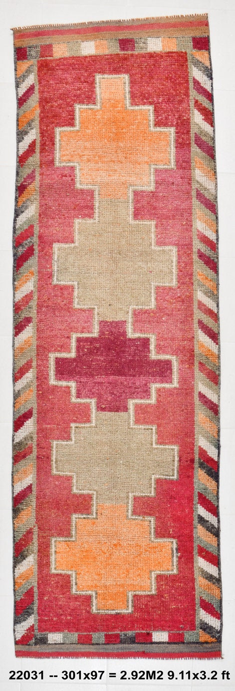 Vintage Herki Runner Rug 3’2’’ x 9’11’’ ft