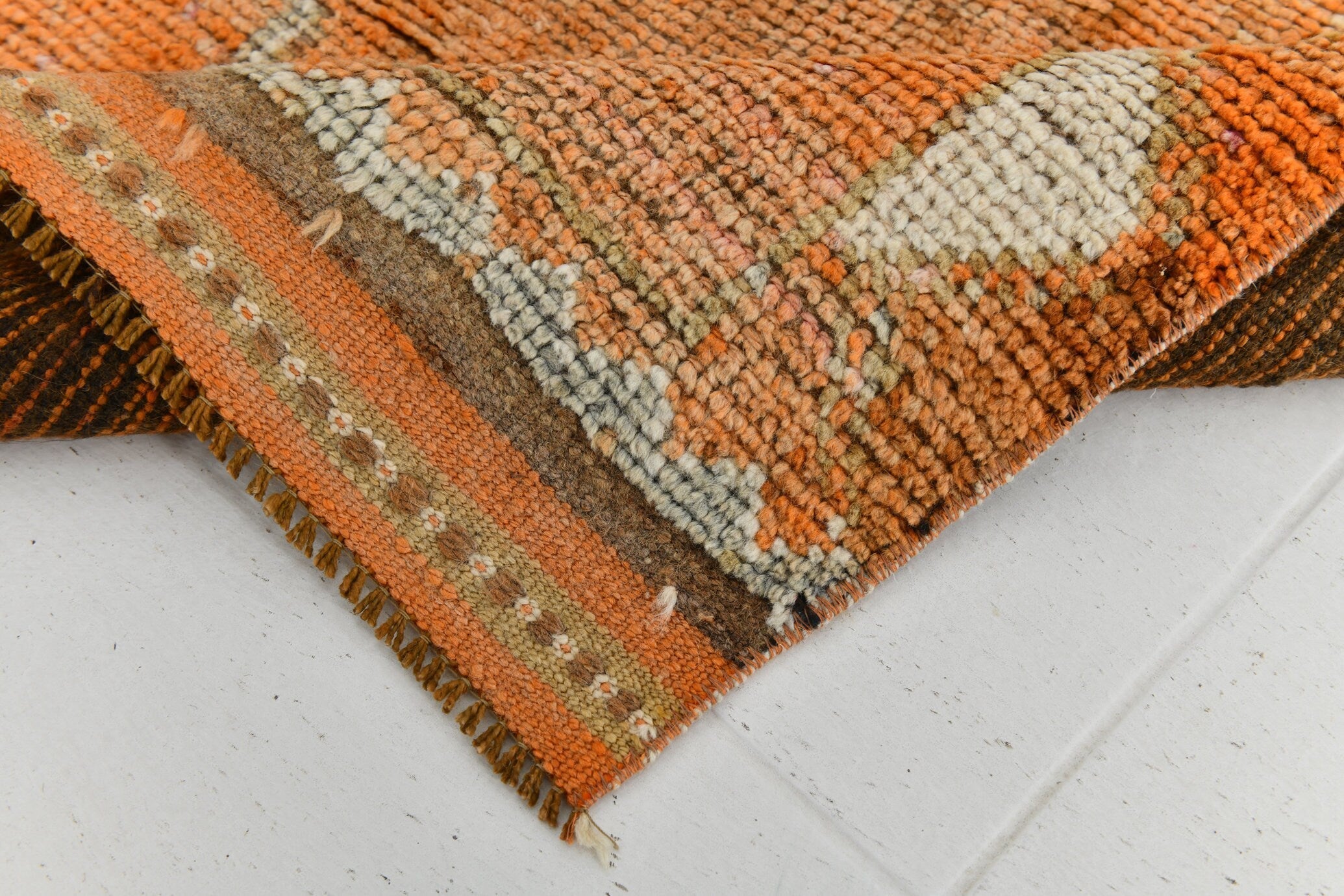 Vintage Herki Runner Rug 3'3" x 10'10" ft