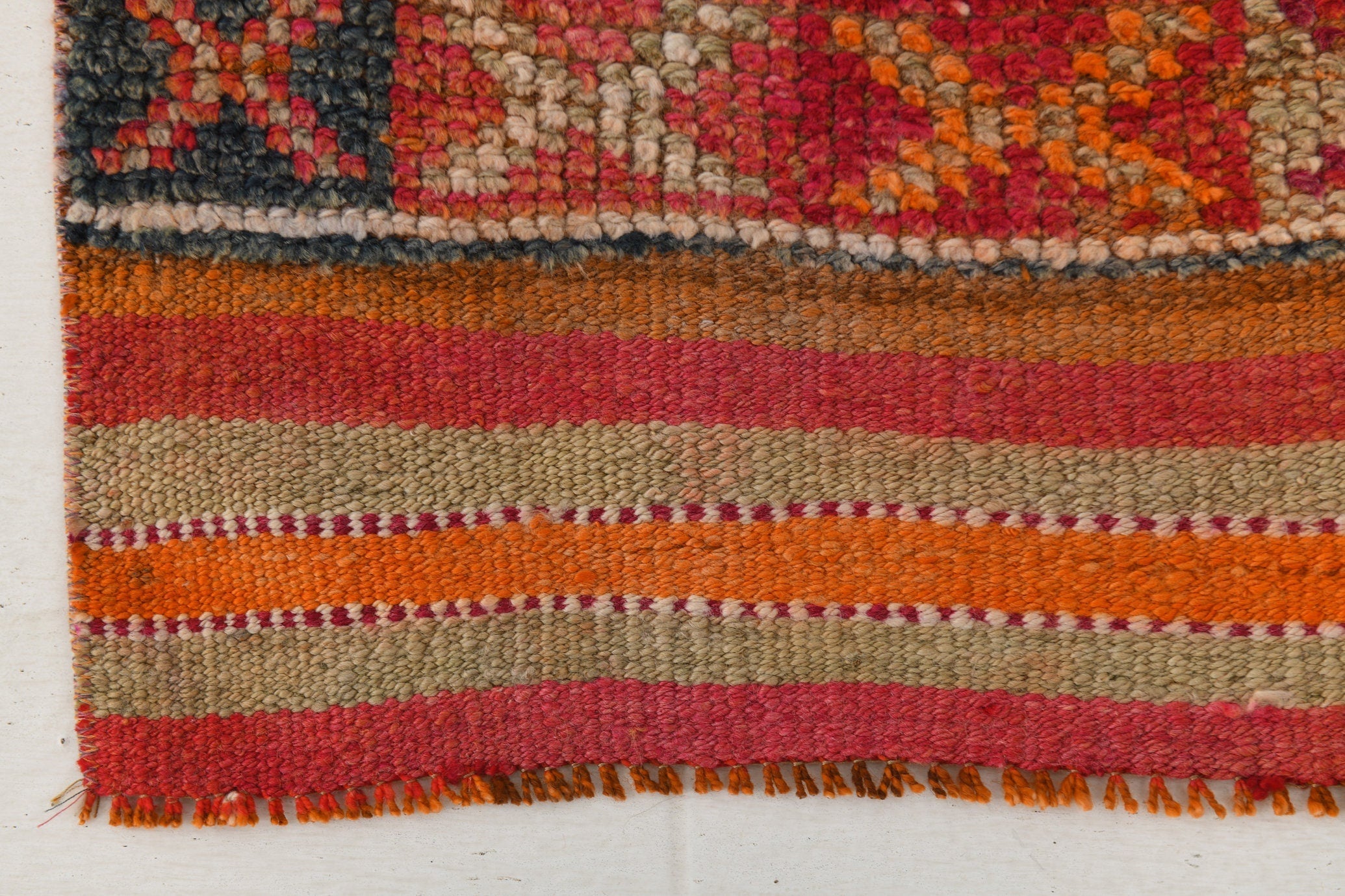 Vintage Herki Runner Rug 3'3" x 10'11" ft