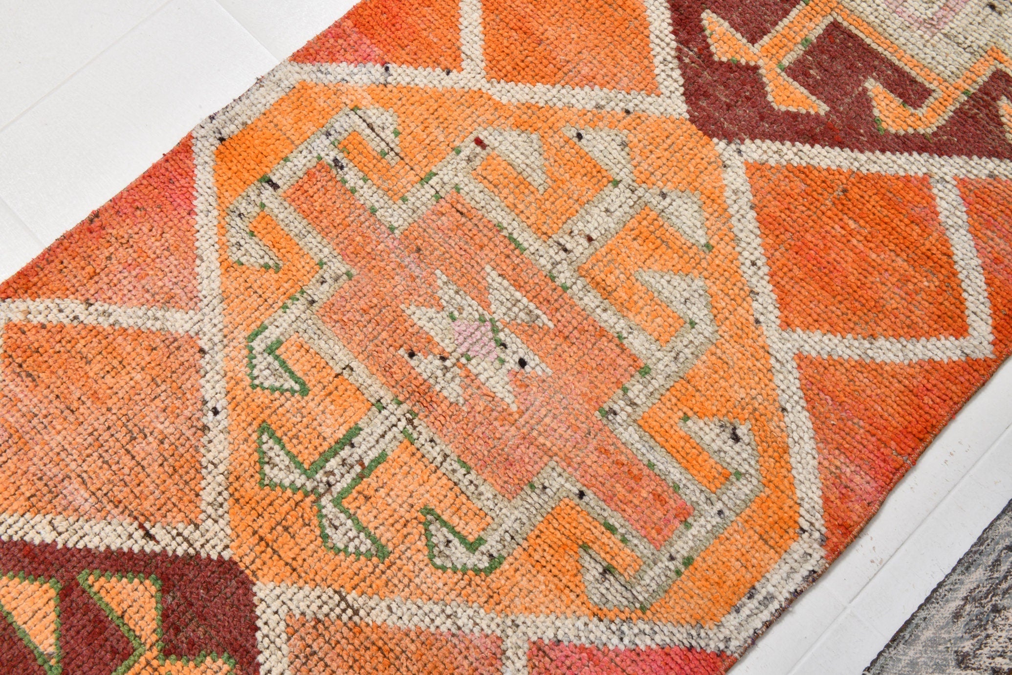 Vintage Herki Runner Rug 3'3" x 10'4" ft
