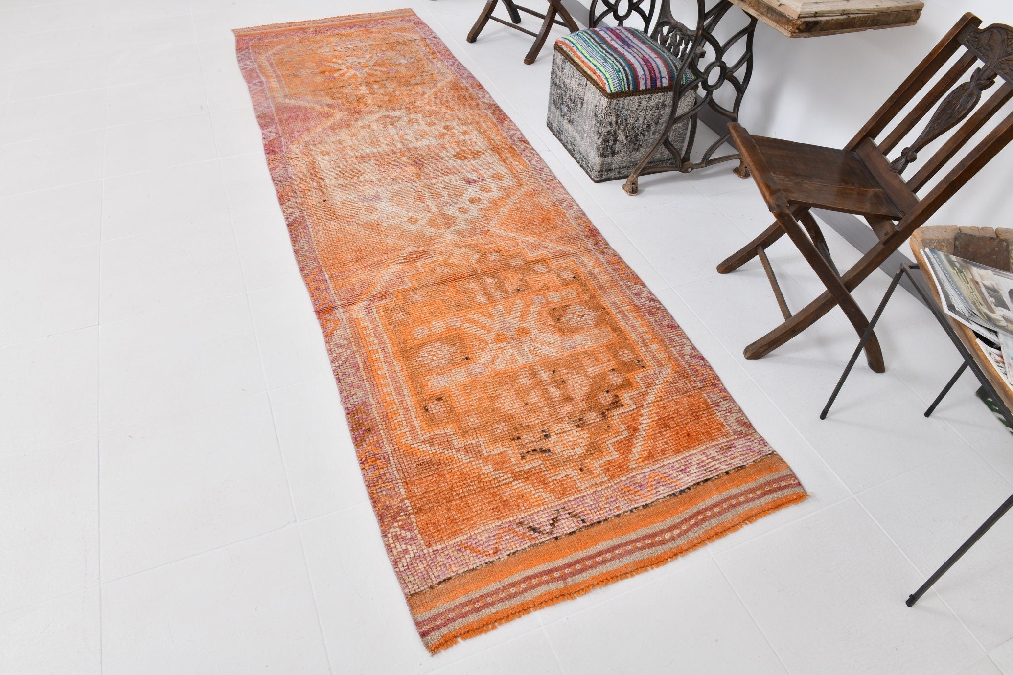 Vintage Herki Runner Rug 3’3’’ x 10’8’’ ft