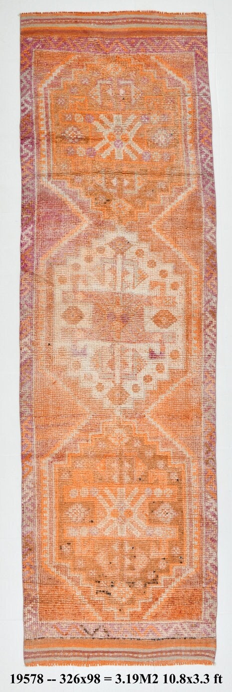 Vintage Herki Runner Rug 3’3’’ x 10’8’’ ft