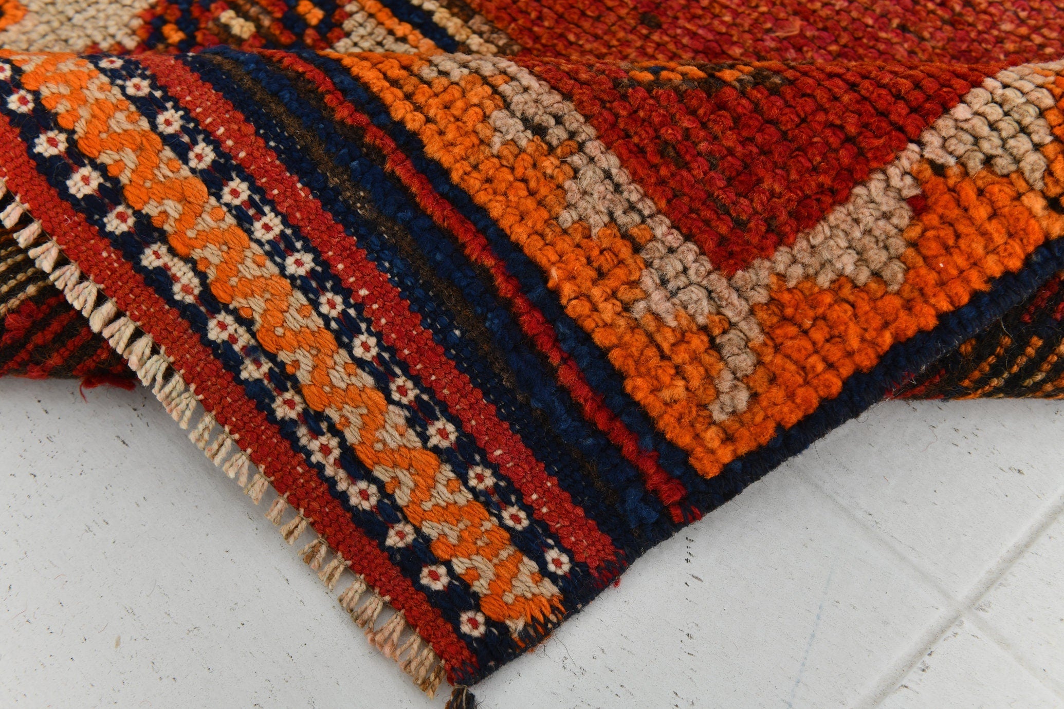 Vintage Herki Runner Rug 3'3" x 11'3" ft