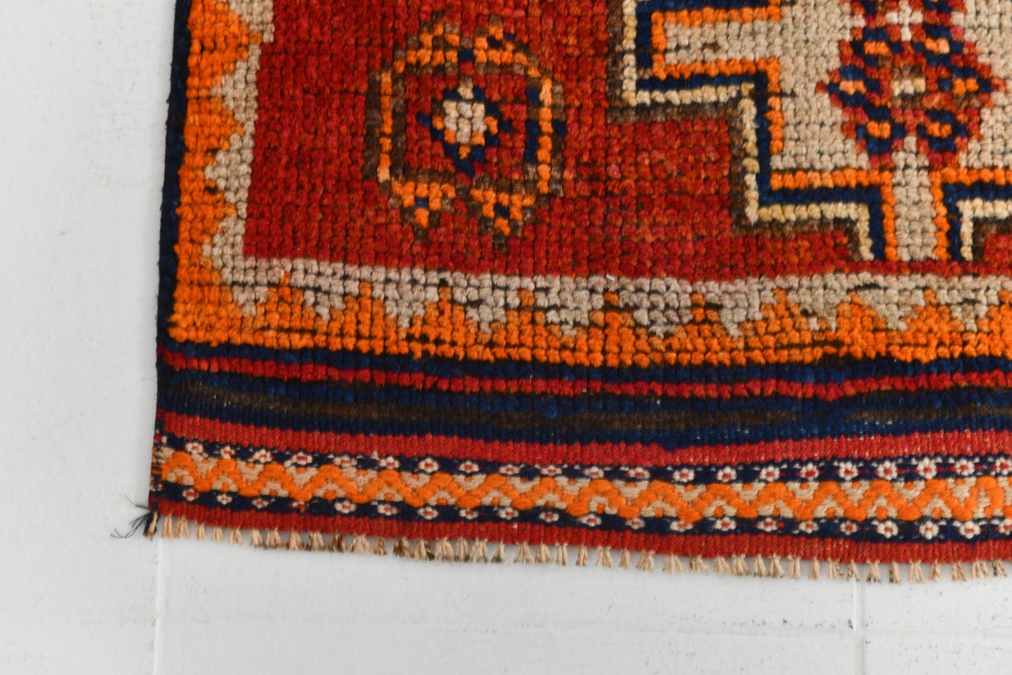 Vintage Herki Runner Rug 3'3" x 11'3" ft