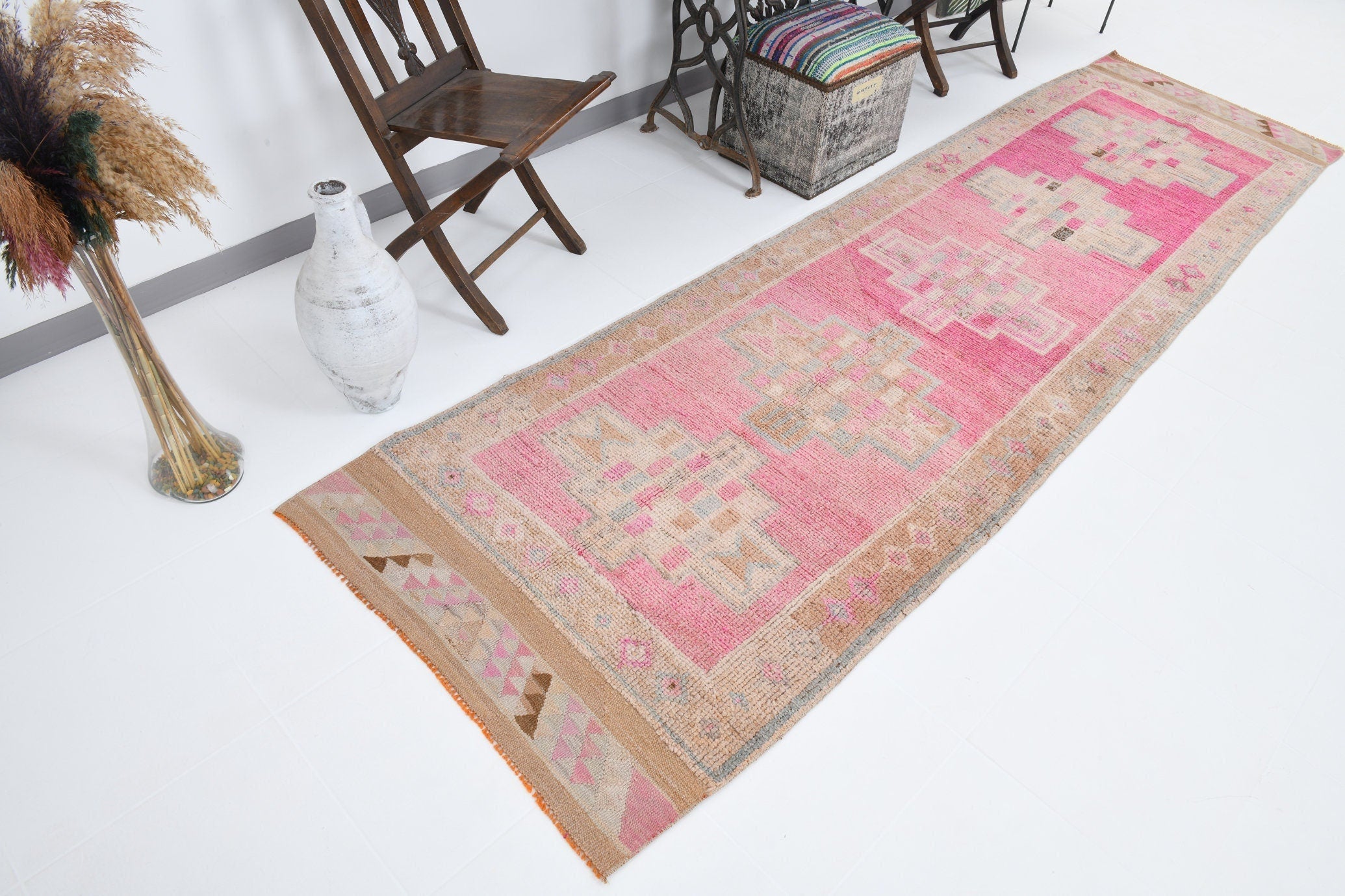 Vintage Herki Runner Rug 3’3’’ x 11’5’’ ft