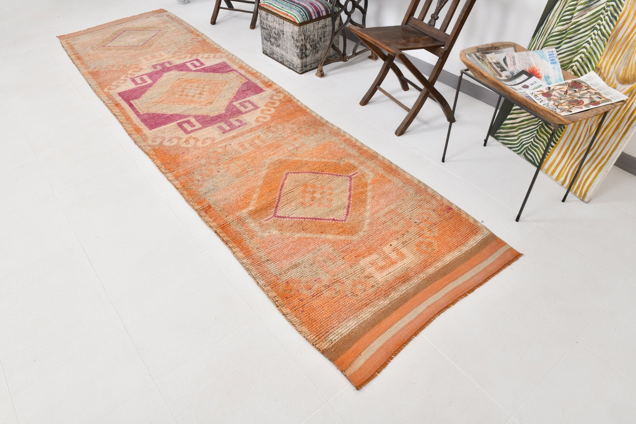Vintage Herki Runner Rug 3’3’’ x 12’4’’ ft