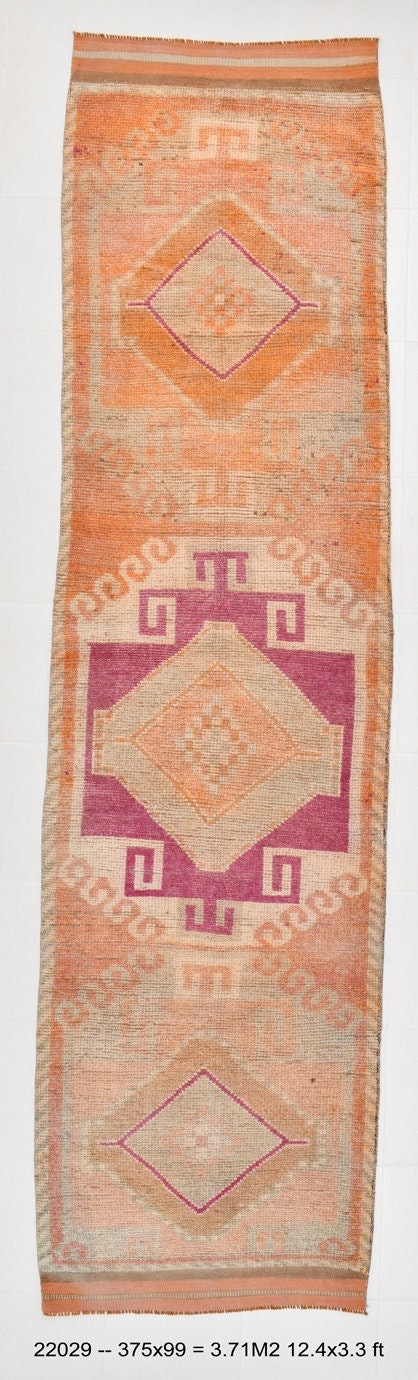 Vintage Herki Runner Rug 3’3’’ x 12’4’’ ft